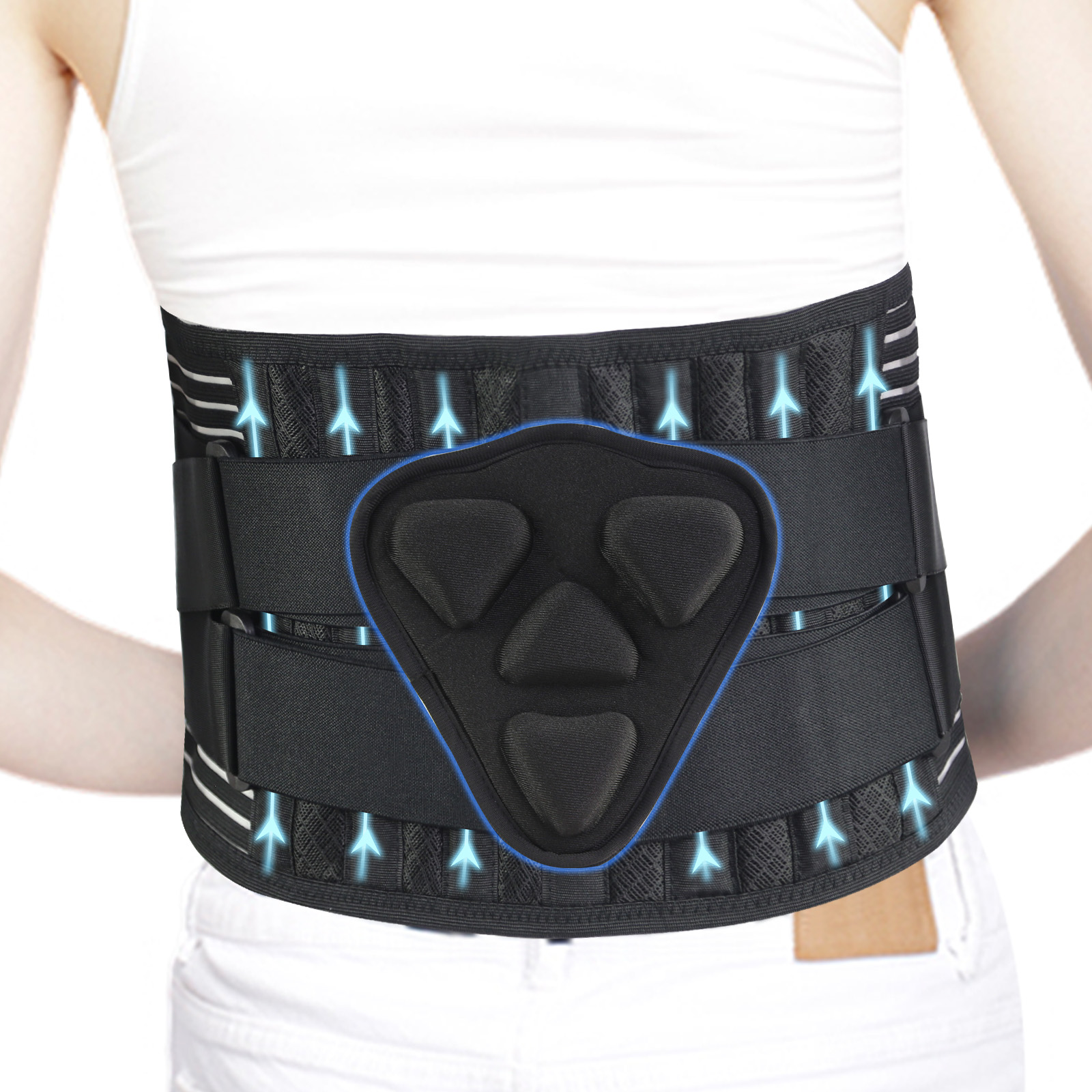 白底 Breathable Waist Lumbar Lower Back Support Belt for Men Women,Adult Back Brace with 3D Lumbar Pad,Back Sciatica Brace(JD101B) - Image 1