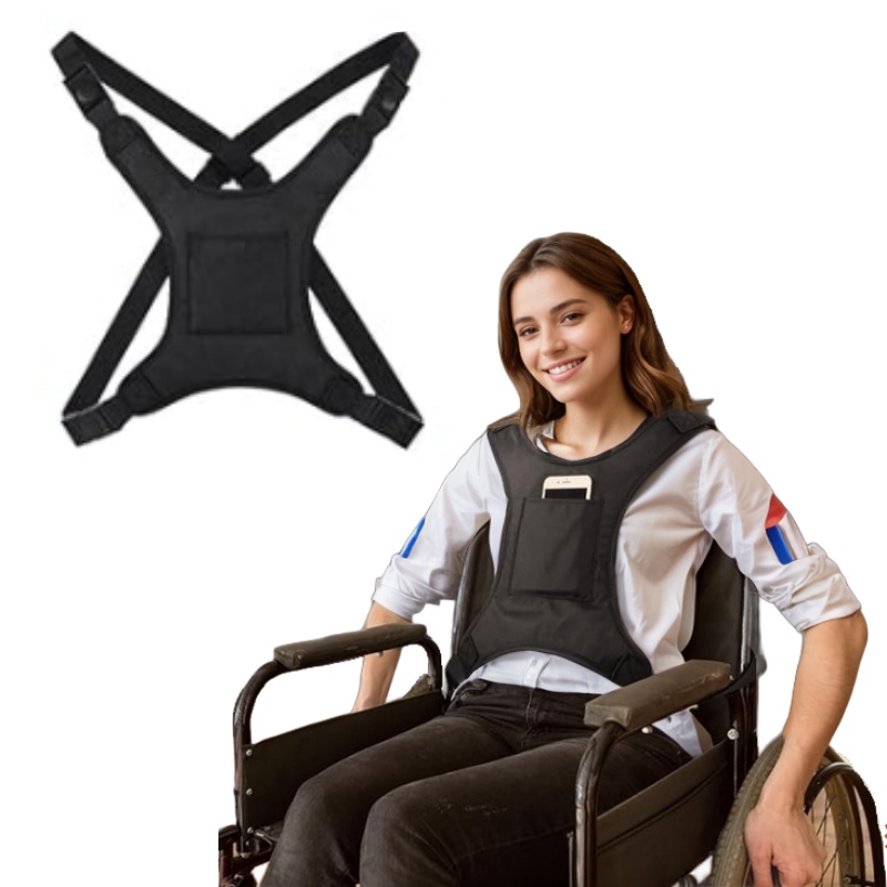 7 Adjustable Wheelchair Seat Belt for Adults,Wheelchair Chest Harness Safety Belt for Elderly and Disabled,Torso Support Vest Restraint Straps Prevent Sliding(JD106TB) - Image 1