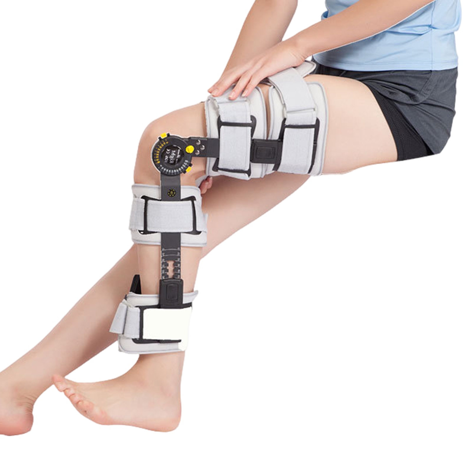 JD111KN_副本 Hinged ROM Knee Brace for Women Men, Post Op Knee Immobilizer with Side Stabilizers, Adjustable Knee Orthopedic Support for Arthritis, ACL, MCL(JD111KN) - Image 1